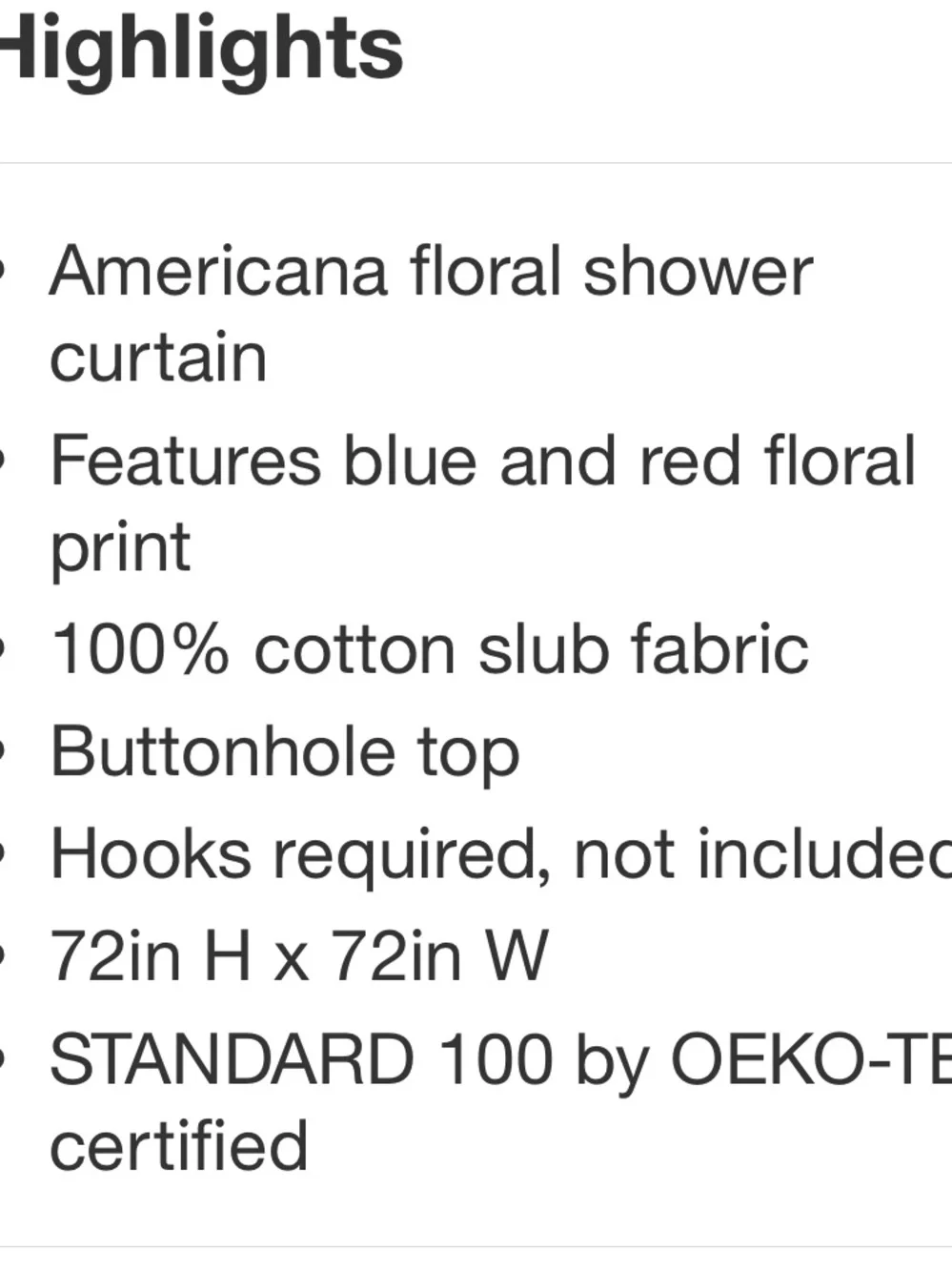 THRESHOLD NWT Americana Floral Shower Curtain -blue/red